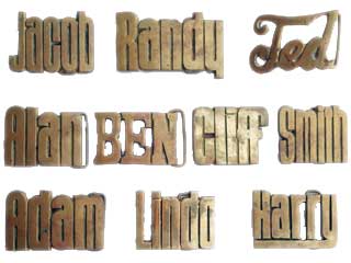 Vintage Baron Solid brass Name buckles: Jacob, Randy, Ted, Alan, Ben, Cliff, Smith, Adam, Linda and Harry