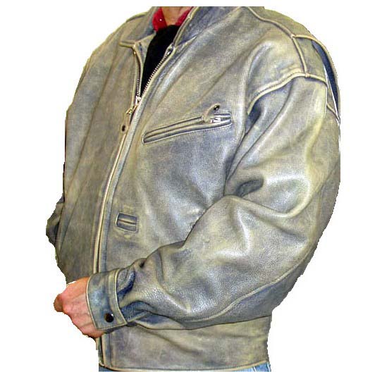 Jeans color heavyweight motorcycle jacket