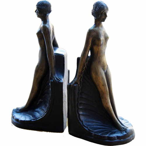 Art Deco Nude Lady Bookends