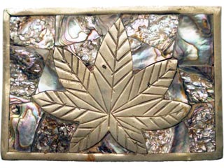 Marijuana Leaf Mother of Pearl buckle