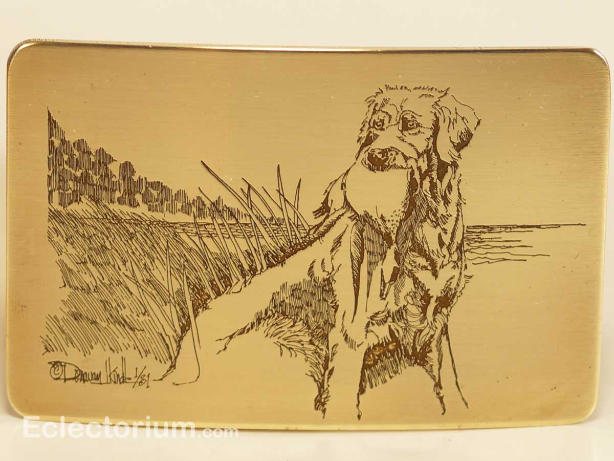 Lab Hunting Dog Ampersand Brass buckle