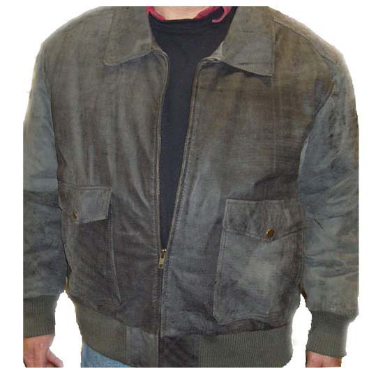 Distressed grey bomber jacket
